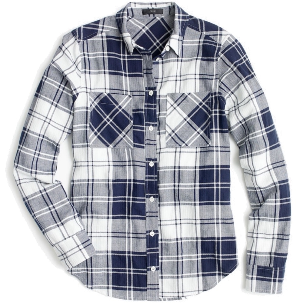J. Crew Boy shirt, blue and white plaid